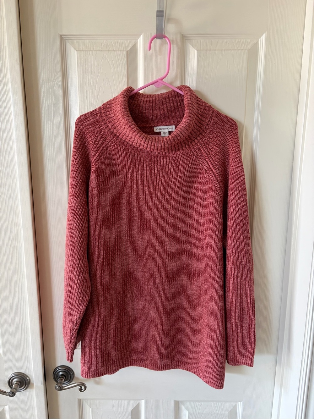 Coldwater Creek Rose Cowl Neck Chunky Knit Sweater